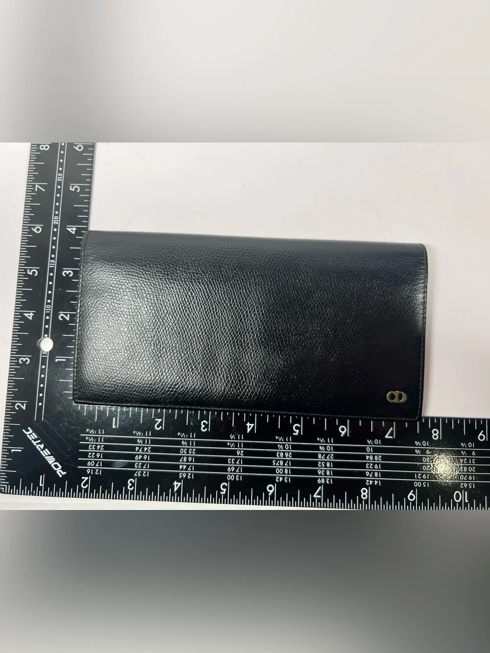 1200: Vintage Christian Dior CD Long Wallet Checkbook Holder Black Leather